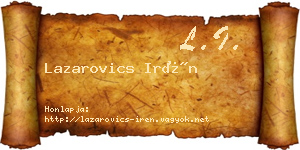 Lazarovics Irén névjegykártya